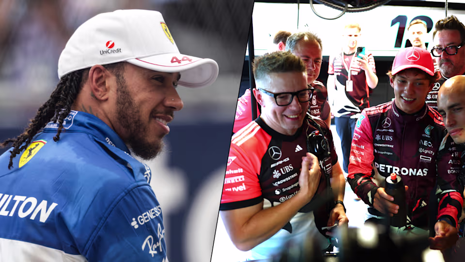 Lewis Hamilton celebra pole position histórica de Kimi Antonelli na F1 em Miami