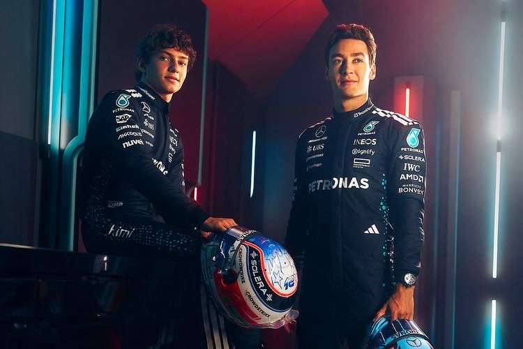 Mercedes confirma George Russell e Kimi Antonelli para temporada de 2026 na Fórmula 1