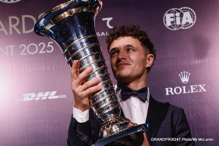 Lando Norris Recebe Troféu do Campeonato da F1 na Prestigiada Gala de Premiação da FIA